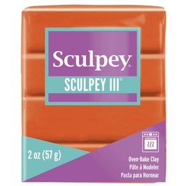 Sculpey III Polymer Oven-Bake Clay, Just Orange, Non Toxic, 2 oz. bar, Great for modeling, sculpting, holiday, DIY, mixed media and school projects.Great for kids & beginners!
