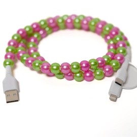 Beaded Charging Cords - Fit for all device USBC & Lightening - Color: Watermelon Pearl