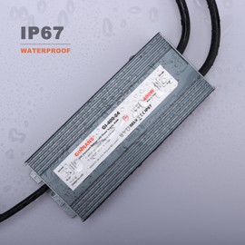 GINRANS 400W IP67 Waterproof Constant Voltage LED Driver Power Supply Transformer, 100-130V AC Universal Input with Plug, Output 24V DC 16.67A Max. for Outdoor LED Lighting