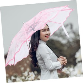 BESPORTBLE Creative Floral Transparent Folding Umbrella Compact Travel Umbrella with Sun Protection Rain Coverage Lightweight Design for Easy Carrying for Friends