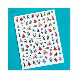 Generic Christmas Snow Nail Sticker Santa Reindeer Deer Tree Candy Heart Nail Decals Wg396 Nail Wraps Stickers Manicure Supplies for Women Nails Full Long Lasting Easy Apply and Remove