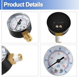 ECX270861 Pressure Gauge 0-60 PSI Replacement for Select Hayward Sand and D.E. Filter