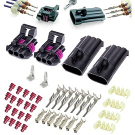 2-Pack (3-Way) Connector Metri-Pack 150 Series Sealed (3-PIN) 16 V & 14 amps, w/16 18 AWG