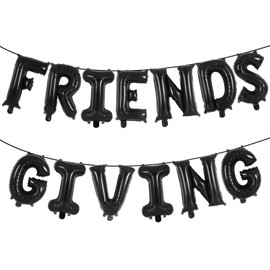 Friendsgiving Party Decorations,16 inch Friendsgiving Balloons Banner Decorations,Tall Thanksgiving Balloons Banner Thanksgiving Friends Party Backdrop (Black)