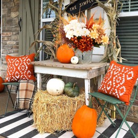 HSTEY Artificial Flowers Bouquet for Indoor Outdoor Fall Decor Fake Plants for Wedding Thanksgiving Christmas Home Garden Patio, UV Resistant (6pcs 5 Types)