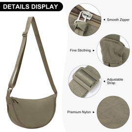 Runmeihe Cross Body Crescent Bag for Women, Small Crossbody Dumpling Bag with Adjustable Strap, Sling Shoulder Bag for School Sport Casual Travel Hiking Work (Green)