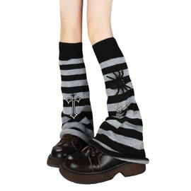 Lebaley Kawaii Leg Warmers for Girls Women - Japanese Lolita Leg Warmers Y2K Harajuku Leg Cover Stockings Kawaii Knit Socks (Stripe 3)