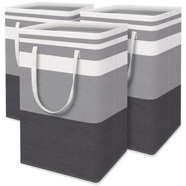 HomeHacks HomeHacks 3-Pack Large Laundry Basket,75L Each Waterproof, Freestanding Laundry Hamper, Collapsible Tall Clothes Hamper with Extended Handles for Clothes Toys in the Dorm and Family-Gradient Grey