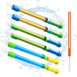 6PCS Wasserpistole Kinder mit Lanyard Spritzpistole Wasser Bunte Wasserpistole Spielzeug Wasserpistole mit Großer Reichweite Spritzpistole Wasser Outdoor Pool Strandspielzeug für Kinder und Erwachsene