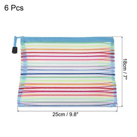 MECCANIXITY Mesh Zipper Pouches, A5 Colorful Pencil Case Document File Bags Storage Organizer for Office Supply Travel Accessory, Sky Blue Pack of 6