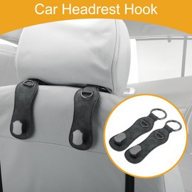 Partuto 2 Pcs Universal Car Seat Headrest Hook for Most Car, SUV, Truck Car Seat Back Organizer Hooks Sturdy Faux Leather Metal Deep Gray 7.6"x1.97"