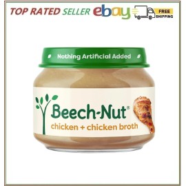 Beech-Nut Meat Baby Food Jars, Chicken & Chicken Broth Puree, 7g Protein, Sta...