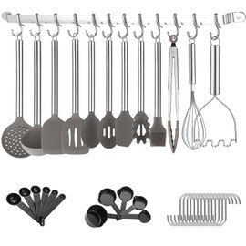 Kitchen Utensils Set, Kyraton 38 Piece Silicone kitchen Cooking Utensils Set with Utensil Rack, Spoon Spatula Set, Non-Stick kitchen Gadgets, Dishwasher Safe