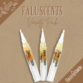 Classy Cuticles | Hand Blended Cuticle Oil | Vitamin E, Jojoba, and Argan Oil | 5 mL Brush Pen | Fall Variety Pack | Harvest Spice, Apple Cider, Pumpkin Pie | Pack of 3