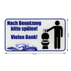 BIKE-label Klo Toiletten 900132VA 3D Sticker 49 x 90 mm Please Rinse Toilet
