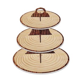Wood-Grain 3-Tier Cardboard Cupcake Stand/Tower | Wild One, Woodland Animal Baby Shower Decorations, Camp-Fire Party Supplies, Lumberjack Theme Birthday Decor, Western Cowboy/Cowgirl Birthday Parties