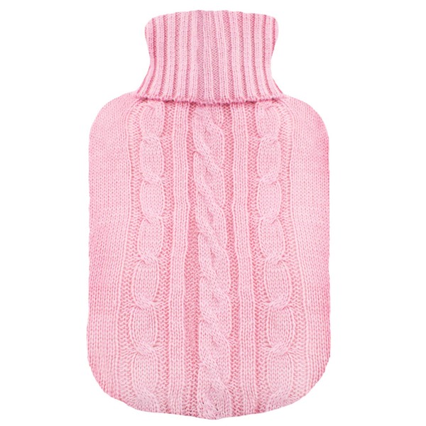 TRIXES Knitted Heat Fluffy Cover - Pink - Knitted Cover Only - Hot Water Bottle Not Included