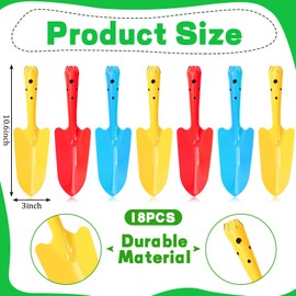 FYSUIMU 18Pcs Colorful Garden Shovels Red Yellow Blue Pointed Tip Mini Shovels Teens Adults Metal Garden Tools for Planting Digging Back to School Activities