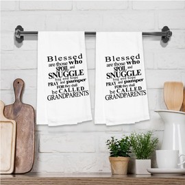 Petal Cliff Blessed are Those who Spoil and Snuggle Hug & Hope Pray and Pamper for They Shall be Called Grandparents. Set of 2, 100% Cotton Flour Sacks Kitchen Towels Size: 20 x 30 Inch.
