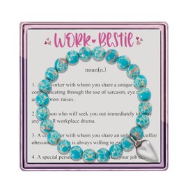 ARHTF Work Bestie Gifts for Women - Amethyst Beads Bracelet for Coworkers, Friends Farewell Gift (Green Crack Workbestie)