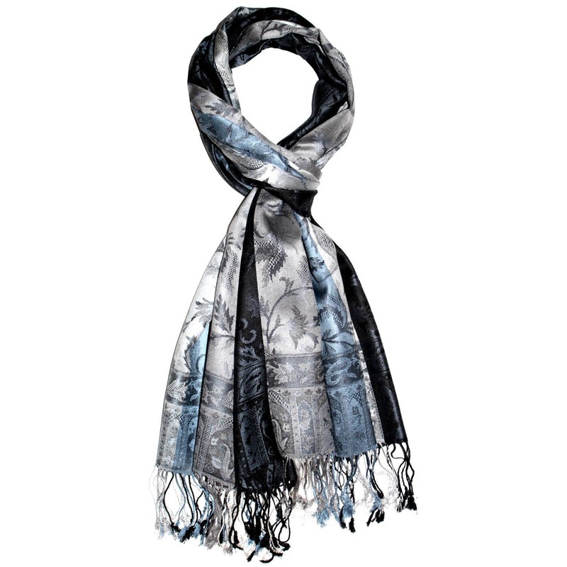 Lorenzo Cana Luxury Pashmina Scarf Jacquard Woven 100% Silk Paisley