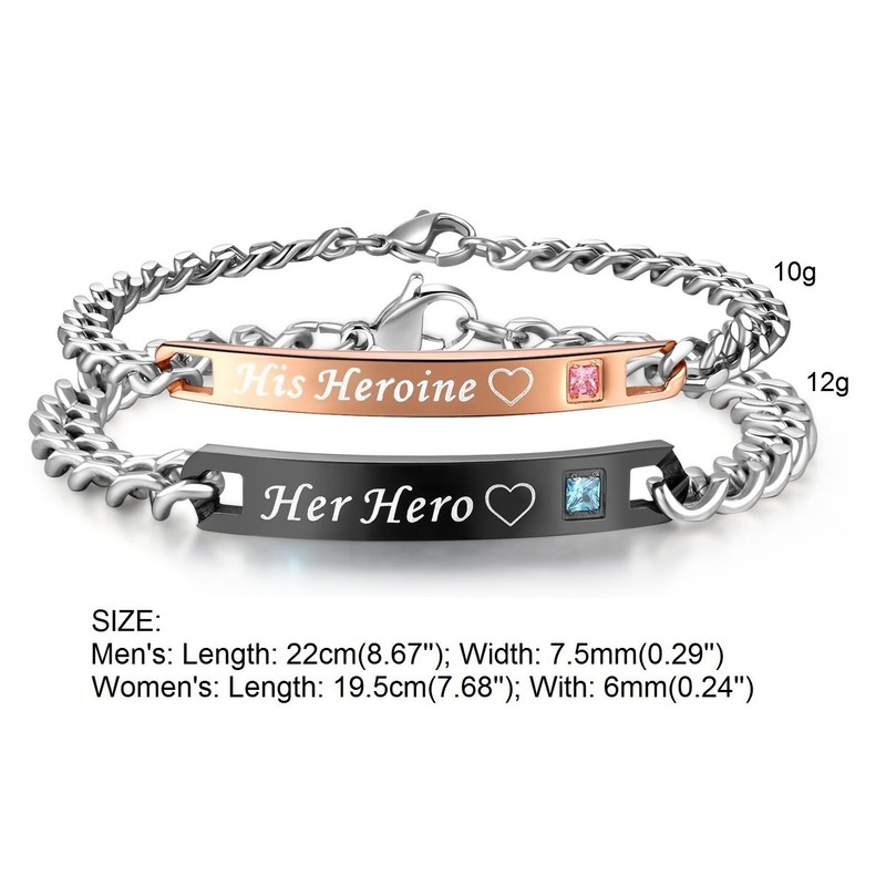 His or Hers Matching Set His Heroine Her Hero Titanium