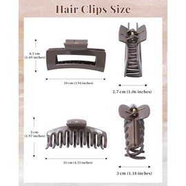 Mesovor 4 Pack Silicone Flexible Hair Claw Clips, Nonslip Large Bendable Claw Clip | Soft Hair Grip Hairclips for Thin and Thick (Black, Coffee)