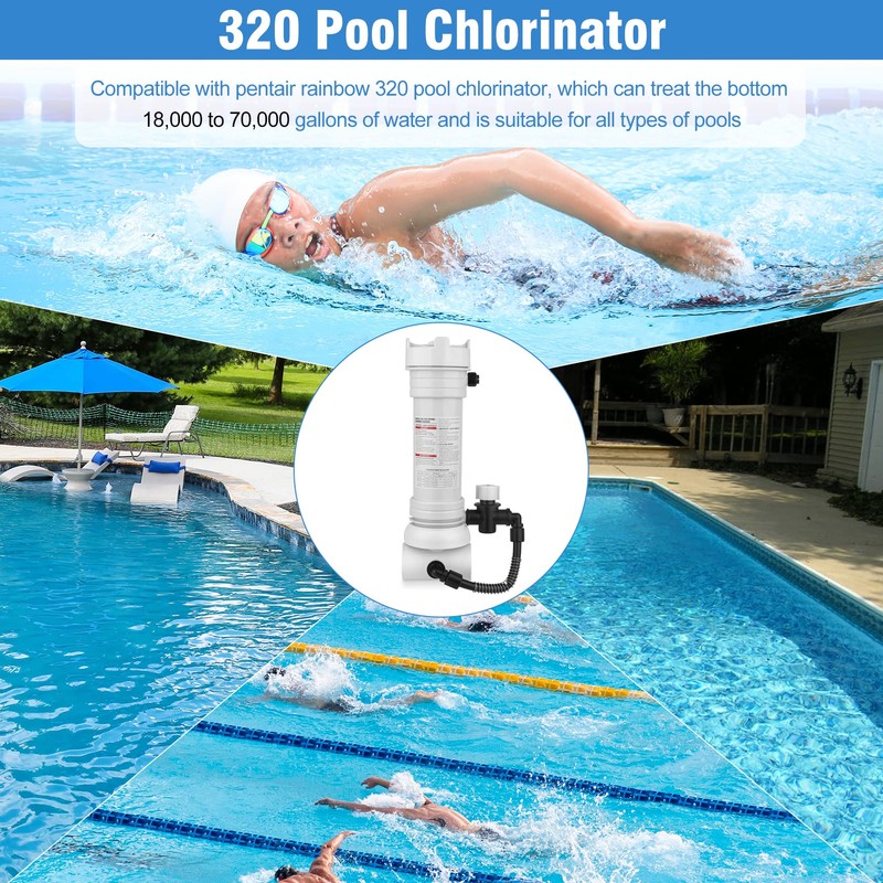 Upgraded 320 Pool Chlorinator Automatic Chlorine/Bromine Inline Feeder Compatible with