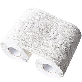 Umora Trim Border Wallpaper Sticker Waterproof Wallpaper Wall Sticker 3D (White Roses)