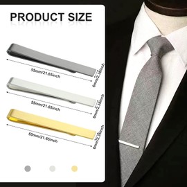 Kcmell Tie Clip for Men, 6 Pcs Men's Tie Clips Classic Tie Clip Set, Matte brushed Tie Bar Tie Pin for Men Daily Life Business Anniversary Engagement Wedding