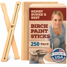 Henry Bukke's Best Birch Paint Sticks, 50 Pack, 9 Inch – Clean & Smooth for Automotive, Industrial, Beauty, Art & Craft Projects, Made in USA