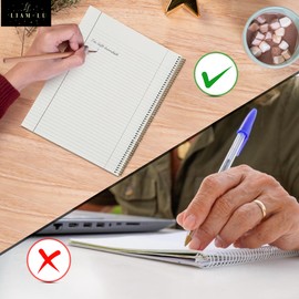 Left Handed Spiral Notebooks College Ruled [3 Pack, 100 Sheets] | 9"x11" | Thick Paper, Gold Spiral Binding, Waterproof Notebook | Trendy and Stylish for Adults, Teens, and Pre-Teens | Single Subject Spiral Notebook | Campus Notebooks