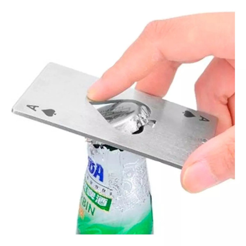 Veraly Destapador Tarjeta Botellas Carta Pokar Acero +anillo