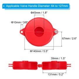 PATIKIL Gate Valve Lockout, Gate Valve Lockout Device Outdoor Faucet Water Spigot Lock for 2-1/2" to 5" Diameter Valve Handles with Lock and Tag Style 1, Red