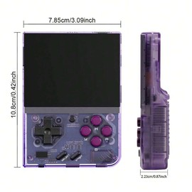 Mini Plus Portable Retro Handheld Game Console Mini+ 3.5 Inch IPS Screen Classic Video Game Console Linux System, Include 64GB TF Card Version Console（Purple Color）
