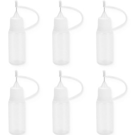 JEYORZY 6 Pieces Needle Bottle Applicator, Needlepoint Glue Bottle, Precision DIY Bottle, Squeeze Bottle with Fine Tips for Liquid, Glue, Oil, Acrylic Paint, 10ml