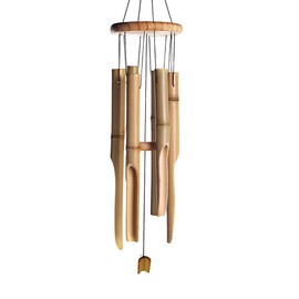 6 Tubes Bamboo Wind Chime, Wooden Wind Bell, Wooden Music Hanging Ornament Decoration for Garden, Home or Balcony