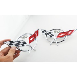 1Pc Rear 1997-2004 Corvette C5 Emblems 3D Badges 50TH Anniversary Sticker Decal Fit for C5 (Chrome Red)