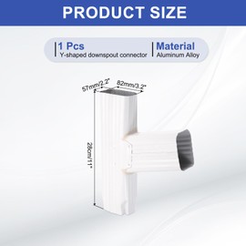 QUARKZMAN Rain Gutters Y-Shape Connector 2 x 3 Inch Square Downpipe Branch Rain Gutters Downpipe Y Connector Rainwater Drainage Suitable for 2 x 3 Inch, Right Direction