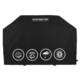 WEATHERTUFF- All Season Universal Heavy Duty Standard Grill Cover, Hi-Tech Premium Quality | Anti-UV, Waterproof & Wind Resistant - Outdoor Barbecue Grilling & Storage, 78" L x 24" W x 48" H | Black