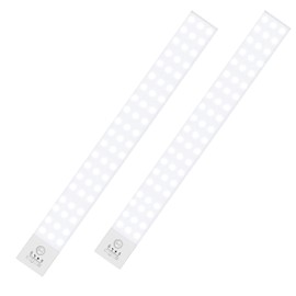 BLS 60 LED Closet Lights Battery Powered LED Lights, Super Bright Under Cabinet Lighting, Wireless Motion Sensor Light Indoor, 2400mah Rechargeable Battery Operated Lights, 120 Days Run Time (2 Pack)