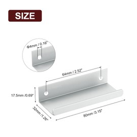 sourcing map Cabinet Finger Edge Pull, 3pcs 80mm / 3.15" Aluminum Alloy Back Mount Hidden Cabinet Pulls Concealed Handle for Home Kitchen Drawer Cabinet, Silver