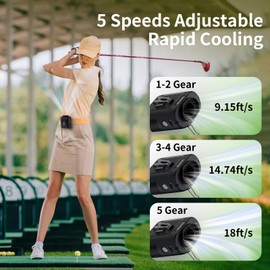 Socool fan Socool 10000mAh Portable Waist Fan Clip on Wearable Belt Personal Fan Rechargeable Battery operated With 5 Speeds & Flashlight Neck Hands-Free 40H Cooling For Travel (Black, 10000mAh)