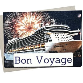 Bon Voyage Card, Trip and Travel Greeting Card (1 Premium Card, 5X7 Inch) wish good luck going on a cruise or vacation - 859