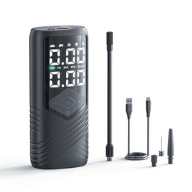 VXDAS Mini Smart Tire Inflator,Electric Bike Pump 150PSI Cordless Portable Air Compressor with Presta and Schrader Valve,Emergency LED Light (Black)