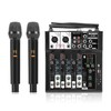 MICNAUX 4 Channel Audio Mixer, Karaoke Mixer with Dual Wireless