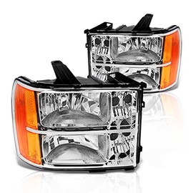 Instyleparts GMC Sierra 1500 2500 3500 HD Clear Lens Headlights with Chrome Housing