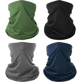 4 Pack Bandana Neck Gaiter, Multifunctional Headwear for Men & Women, UV Resistant Face Coverings for Outdoor Sports Cycling Fishing and Sun Protection, Lightweight & Breathable Ice Silk Material