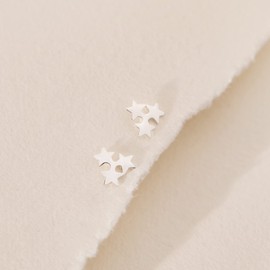 Heather Needham Sterling Silver Star Earrings - 3 stars stud earrings - SIZE: 7mm. MUCH SMALLER THAN SHOWN. Gift Boxed star studs. 5235/B41HN
