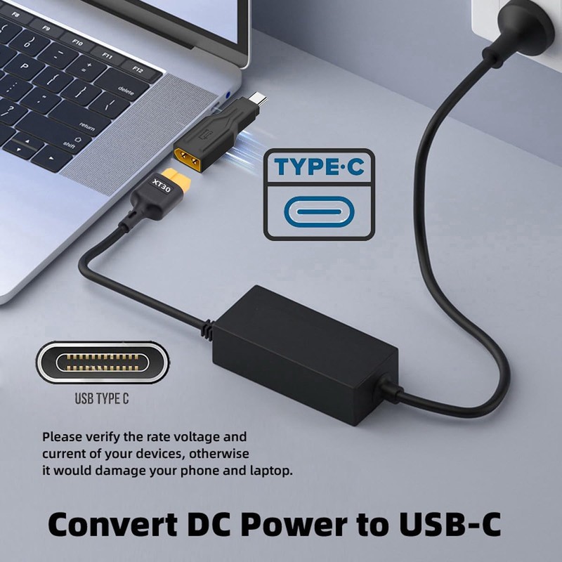 NFHK アダプター XT30 オス入力 SC100 プロトコルから Type-C オス出力への高速充電アダプター RC Lipo